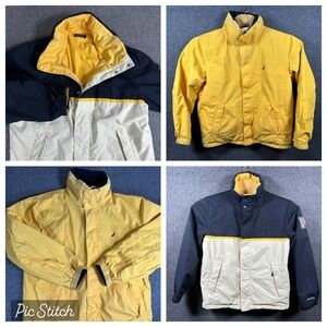 Nautica NX1000 Mens Navy Yellow White Colorblock Sailing Jacket Size Small